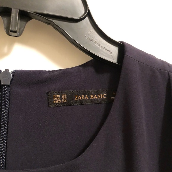 Zara Navy Dress with Gold Accent Belt - Picture 2 of 3